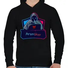 PRINTFASHION AronSkyy - Férfi kapucnis pulóver - Fekete férfi pulóver, kardigán