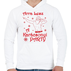 PRINTFASHION Arra lesz a Karácsonyi party - Férfi kapucnis pulóver - Fehér