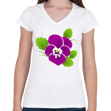 PRINTFASHION Árvácska - Női V-nyakú póló - Fehér