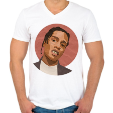 PRINTFASHION Asap Rocky - Férfi V-nyakú póló - Fehér férfi póló