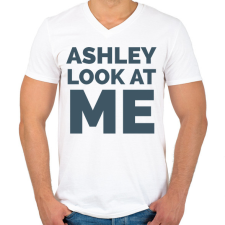 PRINTFASHION Ashley Look at Me - Férfi V-nyakú póló - Fehér férfi póló