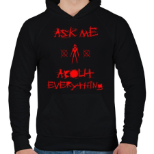 PRINTFASHION ASK ME - Férfi kapucnis pulóver - Fekete férfi pulóver, kardigán
