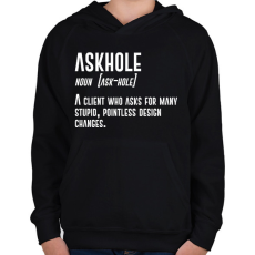 PRINTFASHION Askhole - Graphic Designer - Gyerek kapucnis pulóver - Fekete