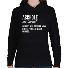 PRINTFASHION Askhole - Graphic Designer - Női kapucnis pulóver - Fekete