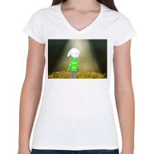 PRINTFASHION Asriel Dremurr Undertale - Női V-nyakú póló - Fehér női póló