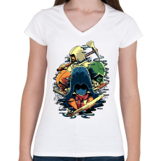PRINTFASHION Assasins Creed  - Női V-nyakú póló - Fehér