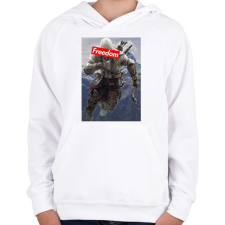 PRINTFASHION Assassin's Creed - Gyerek kapucnis pulóver - Fehér gyerek pulóver, kardigán