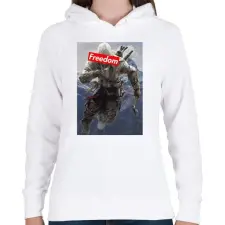 PRINTFASHION Assassin's Creed - Női kapucnis pulóver - Fehér női pulóver, kardigán