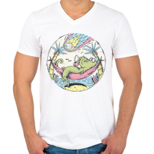 PRINTFASHION Asteroid Day - Férfi V-nyakú póló - Fehér férfi póló