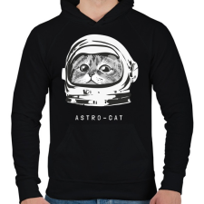 PRINTFASHION Astro cica - Férfi kapucnis pulóver - Fekete férfi pulóver, kardigán