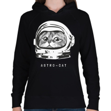 PRINTFASHION Astro cica - Női kapucnis pulóver - Fekete női pulóver, kardigán