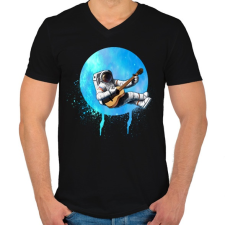 PRINTFASHION astronaut - Férfi V-nyakú póló - Fekete férfi póló