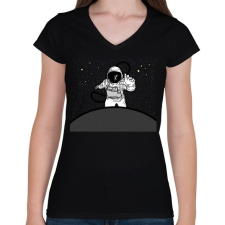 PRINTFASHION astronaut - Női V-nyakú póló - Fekete női póló