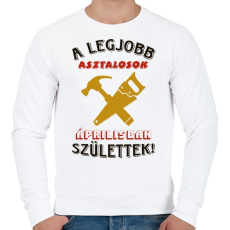 PRINTFASHION Asztalos szülinapja április színes - Férfi pulóver - Fehér