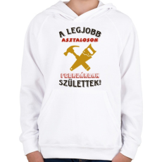 PRINTFASHION Asztalos szülinapja február színes - Gyerek kapucnis pulóver - Fehér