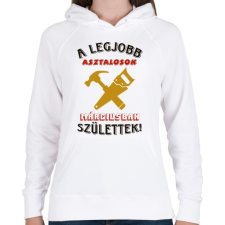 PRINTFASHION Asztalos szülinapja március színes - Női kapucnis pulóver - Fehér női pulóver, kardigán