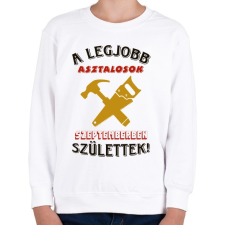PRINTFASHION Asztalos szülinapja szeptember színes - Gyerek pulóver - Fehér gyerek pulóver, kardigán