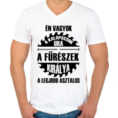 PRINTFASHION Asztalosok királya - Férfi V-nyakú póló - Fehér