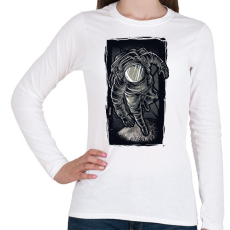PRINTFASHION Asztronauta grafika - Női hosszú ujjú póló - Fehér