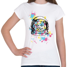 PRINTFASHION Asztronauta macska - Női póló - Fehér női póló