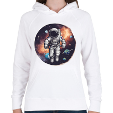 PRINTFASHION Asztronauta - Női kapucnis pulóver - Fehér
