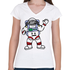 PRINTFASHION Asztronauta - Űrhajós - Női V-nyakú póló - Fehér női póló
