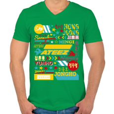 PRINTFASHION Ateez Tagok - Férfi V-nyakú póló - Zöld
