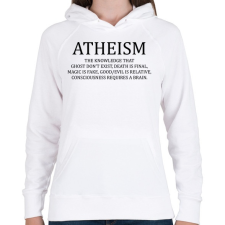 PRINTFASHION ATHEISM - Női kapucnis pulóver - Fehér női pulóver, kardigán