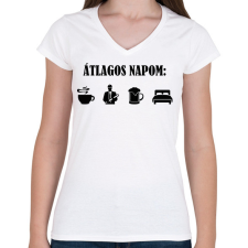PRINTFASHION Átlagos mérnök nap - Női V-nyakú póló - Fehér női póló