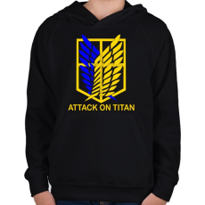 PRINTFASHION Attack On Titan - Gyerek kapucnis pulóver - Fekete