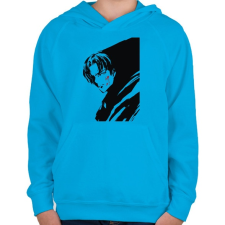 PRINTFASHION Attack On Titan Levi - Gyerek kapucnis pulóver - Azúrkék gyerek pulóver, kardigán