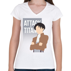 PRINTFASHION Attack on Titan -- Levi - Női V-nyakú póló - Fehér