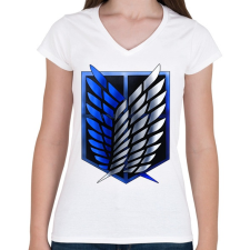PRINTFASHION Attack on Titan Logo - Női V-nyakú póló - Fehér női póló