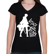 PRINTFASHION Attack on Titan - Női V-nyakú póló - Fekete női póló