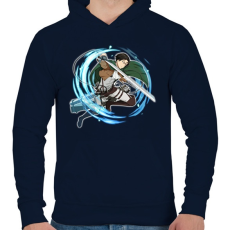 PRINTFASHION Attack on Titans - Férfi kapucnis pulóver - Sötétkék