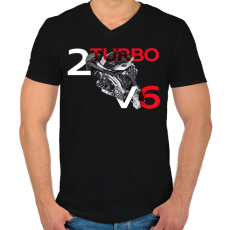 PRINTFASHION Audi BiTurbo - Férfi V-nyakú póló - Fekete