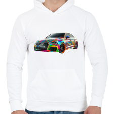 PRINTFASHION Audi - Férfi kapucnis pulóver - Fehér férfi pulóver, kardigán