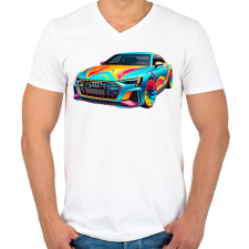 PRINTFASHION Audi - Férfi V-nyakú póló - Fehér férfi póló