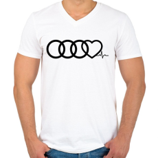 PRINTFASHION AUDI Love - Férfi V-nyakú póló - Fehér