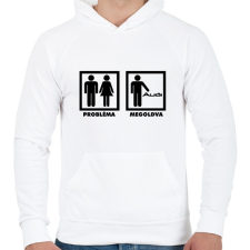 PRINTFASHION Audi Probléma Megoldva - Férfi kapucnis pulóver - Fehér férfi pulóver, kardigán