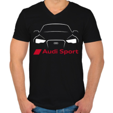 PRINTFASHION Audi Sport - Férfi V-nyakú póló - Fekete férfi póló