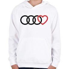 PRINTFASHION Audi szerelem - Gyerek kapucnis pulóver - Fehér