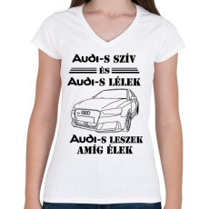 PRINTFASHION Audi szív - Női V-nyakú póló - Fehér