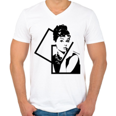 PRINTFASHION Audrey Hepburn - Férfi V-nyakú póló - Fehér