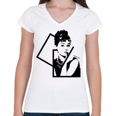 PRINTFASHION Audrey Hepburn - Női V-nyakú póló - Fehér
