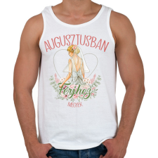 PRINTFASHION Augusztusban férjhez megyek - Férfi atléta - Fehér atléta, trikó