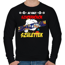 PRINTFASHION Augusztusban született szuperhős - Férfi pulóver - Fekete férfi pulóver, kardigán