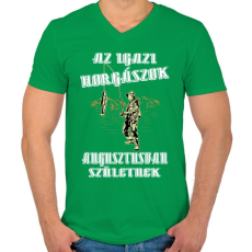 PRINTFASHION Augusztusi horgász - Férfi V-nyakú póló - Zöld
