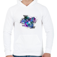 PRINTFASHION Auróra kockaszett - Férfi kapucnis pulóver - Fehér férfi pulóver, kardigán