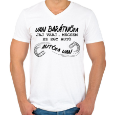 PRINTFASHION Autó barátnő - Férfi V-nyakú póló - Fehér férfi póló